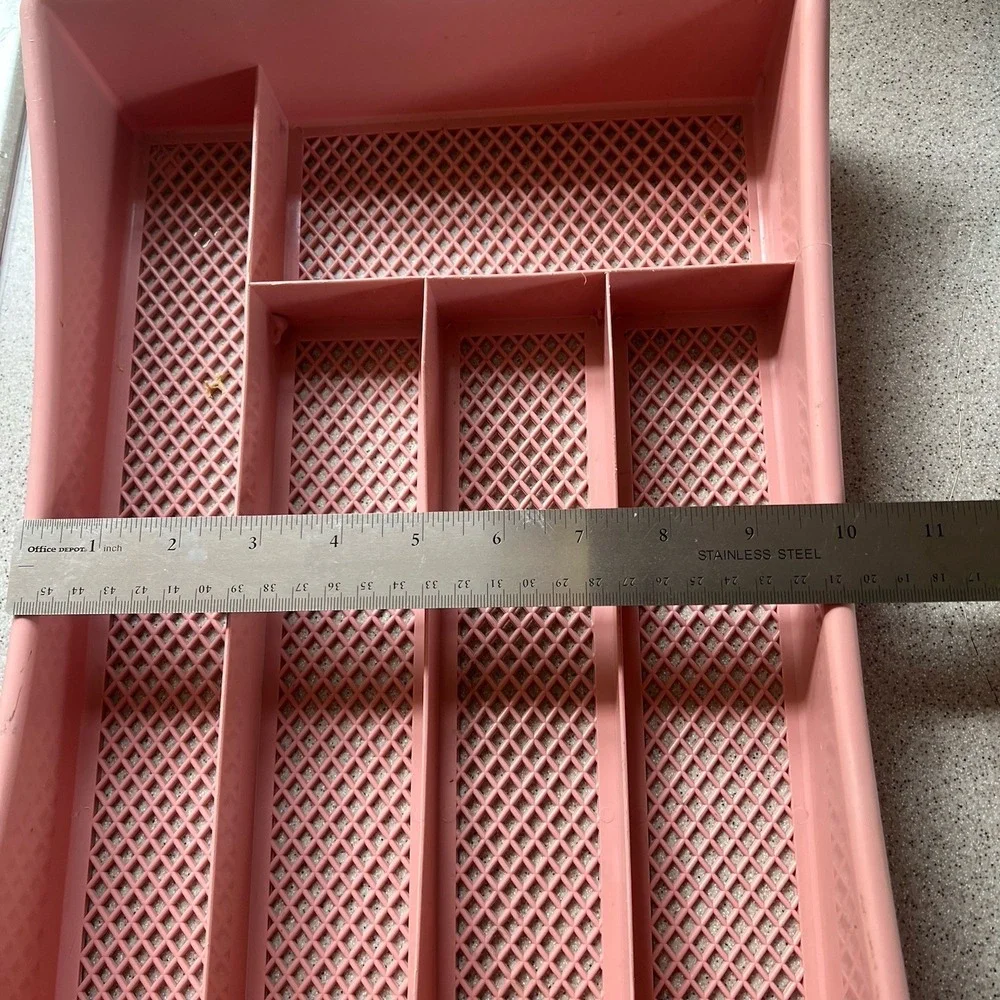 Vtg 80s Pink Mesh Junk Drawer Organizer Cutlery Utensil Silverware 14x10x2 Retro